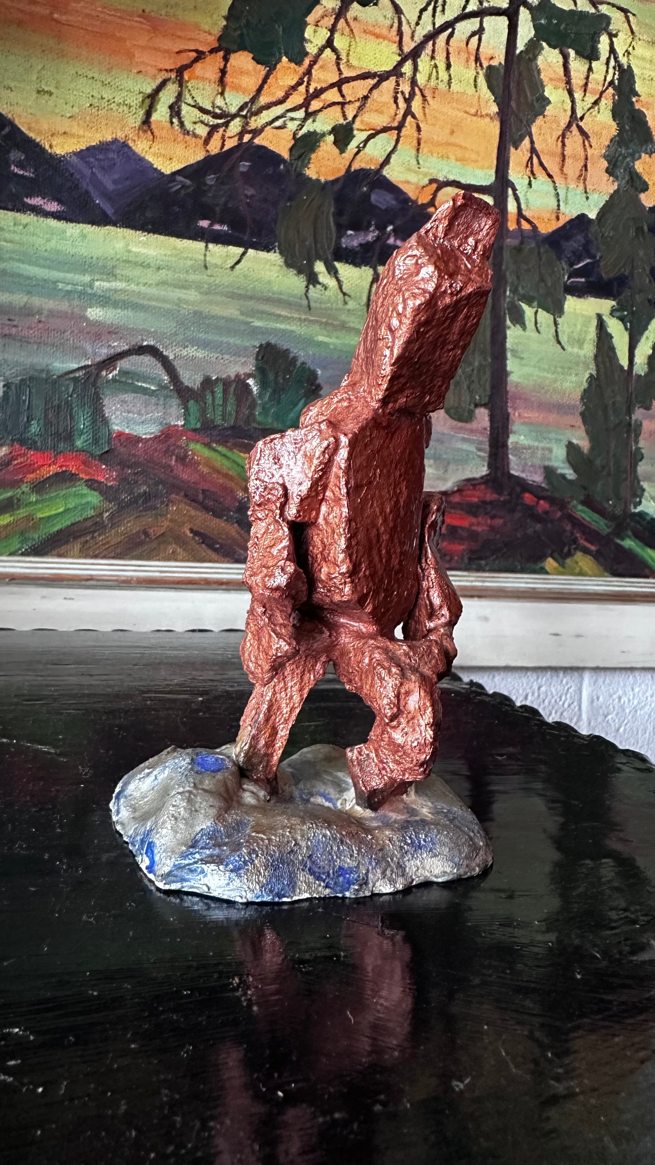 Copper Painted Stone Figure
