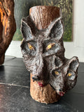 Paper Mache Wolf Art Piece