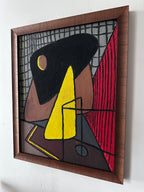 Geometric still life painting on board