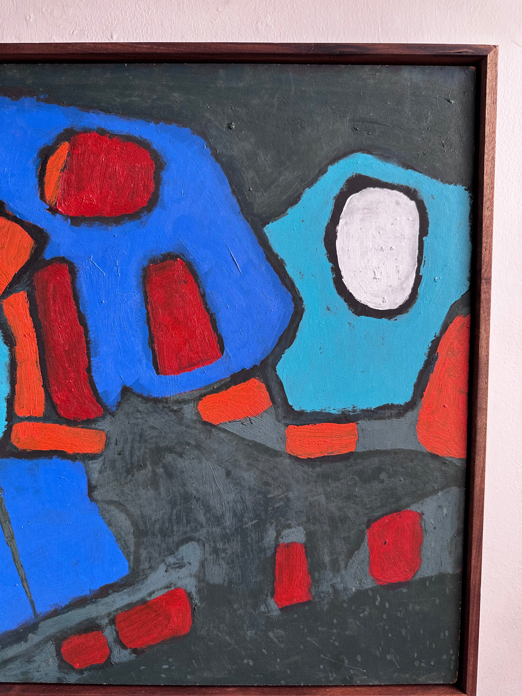 Stylized geometric still life on board