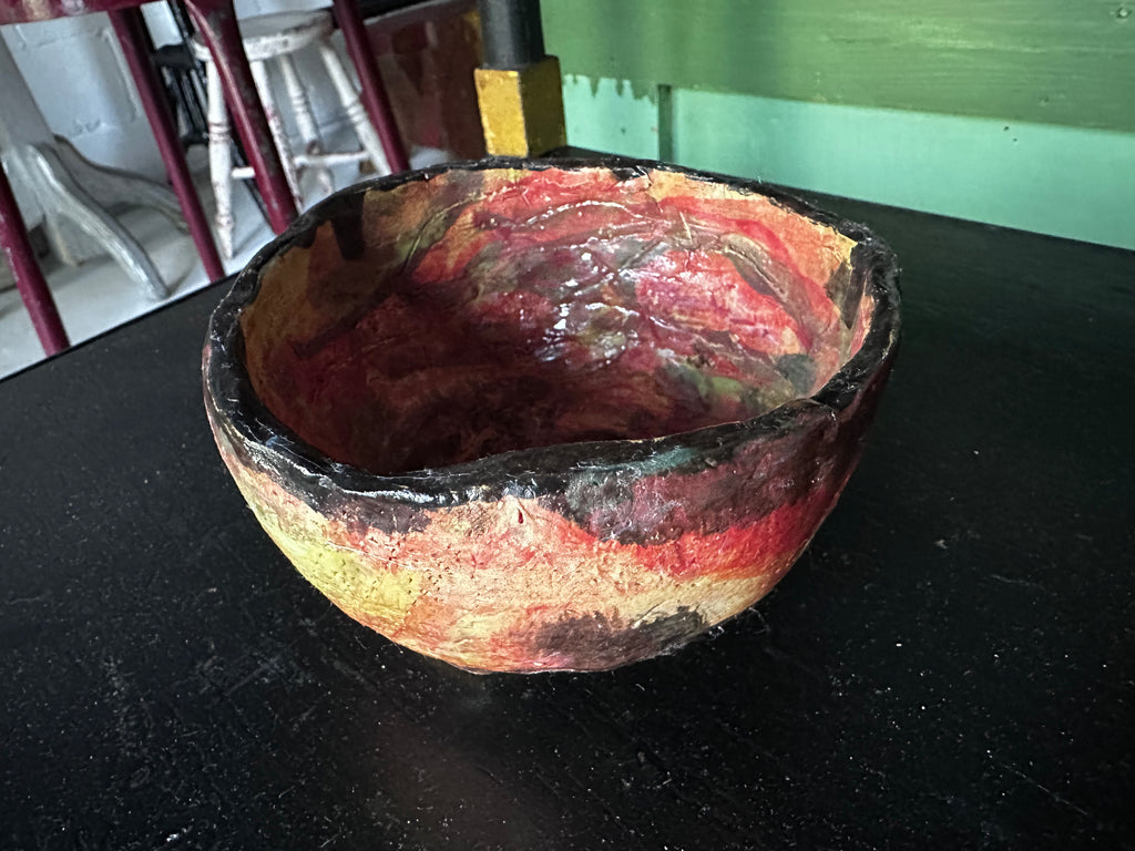 Orange and Black Ceramic Bowl
