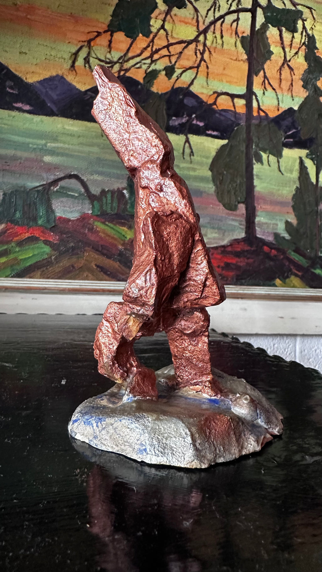 Copper Painted Stone Figure