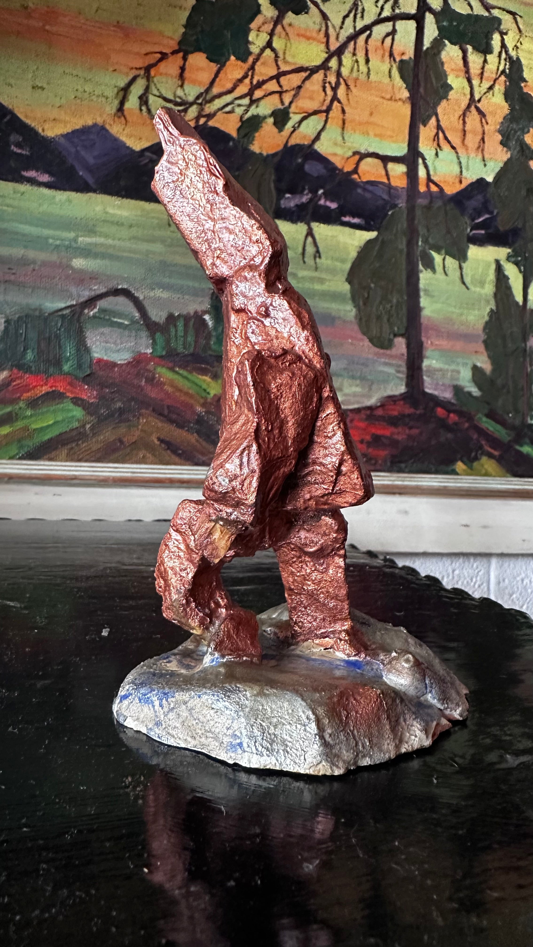 Copper Painted Stone Figure
