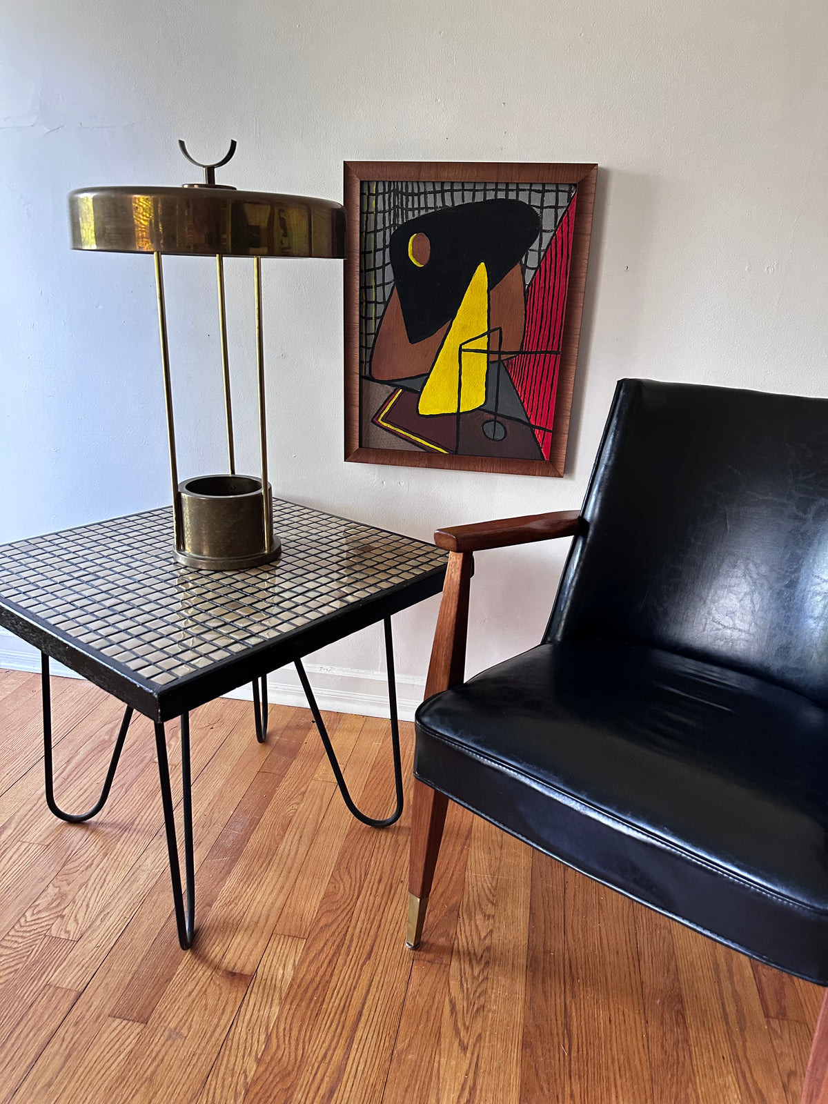 Geometric still life painting on board