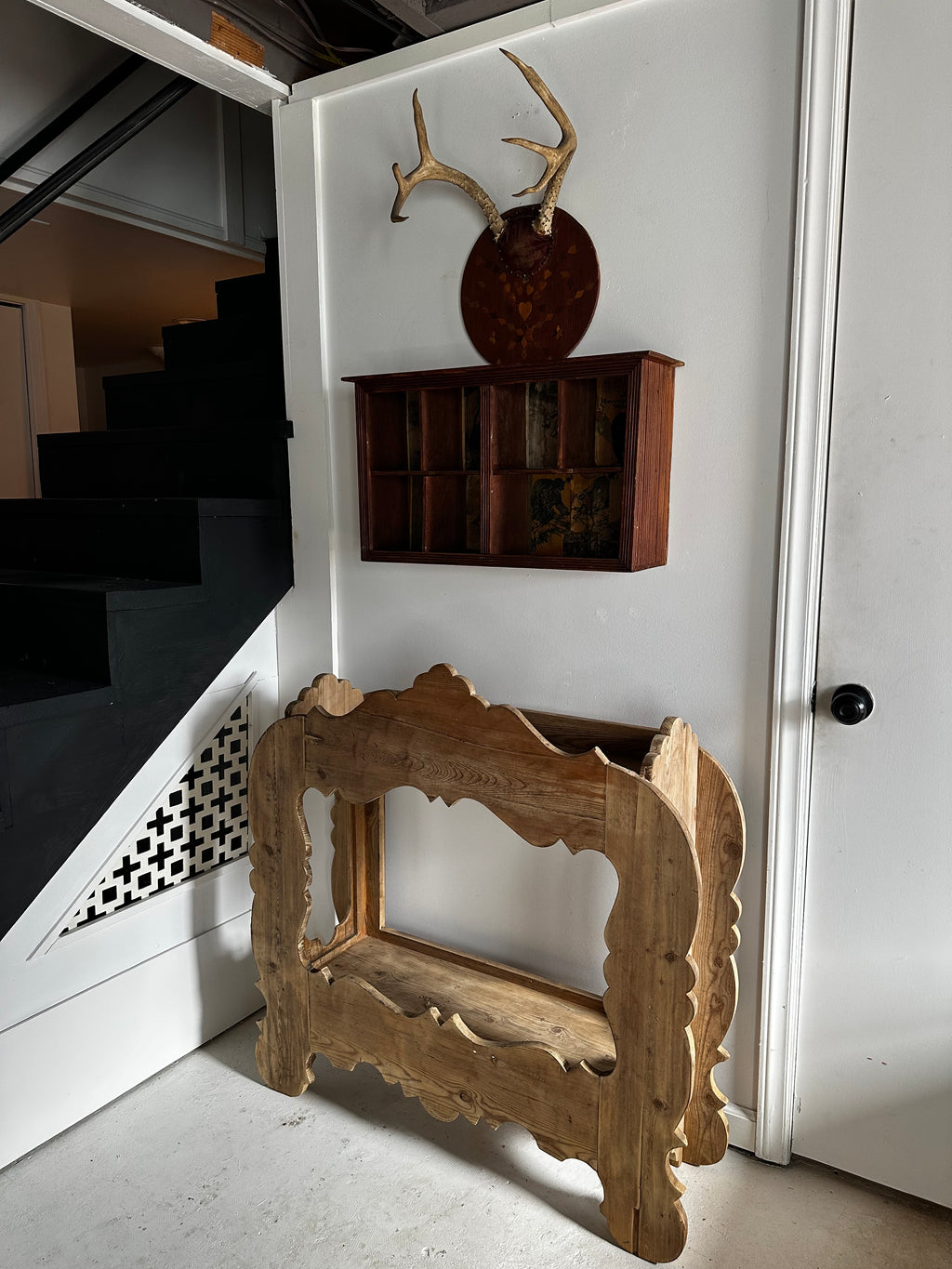 Folk Art Antler Wall Shelf