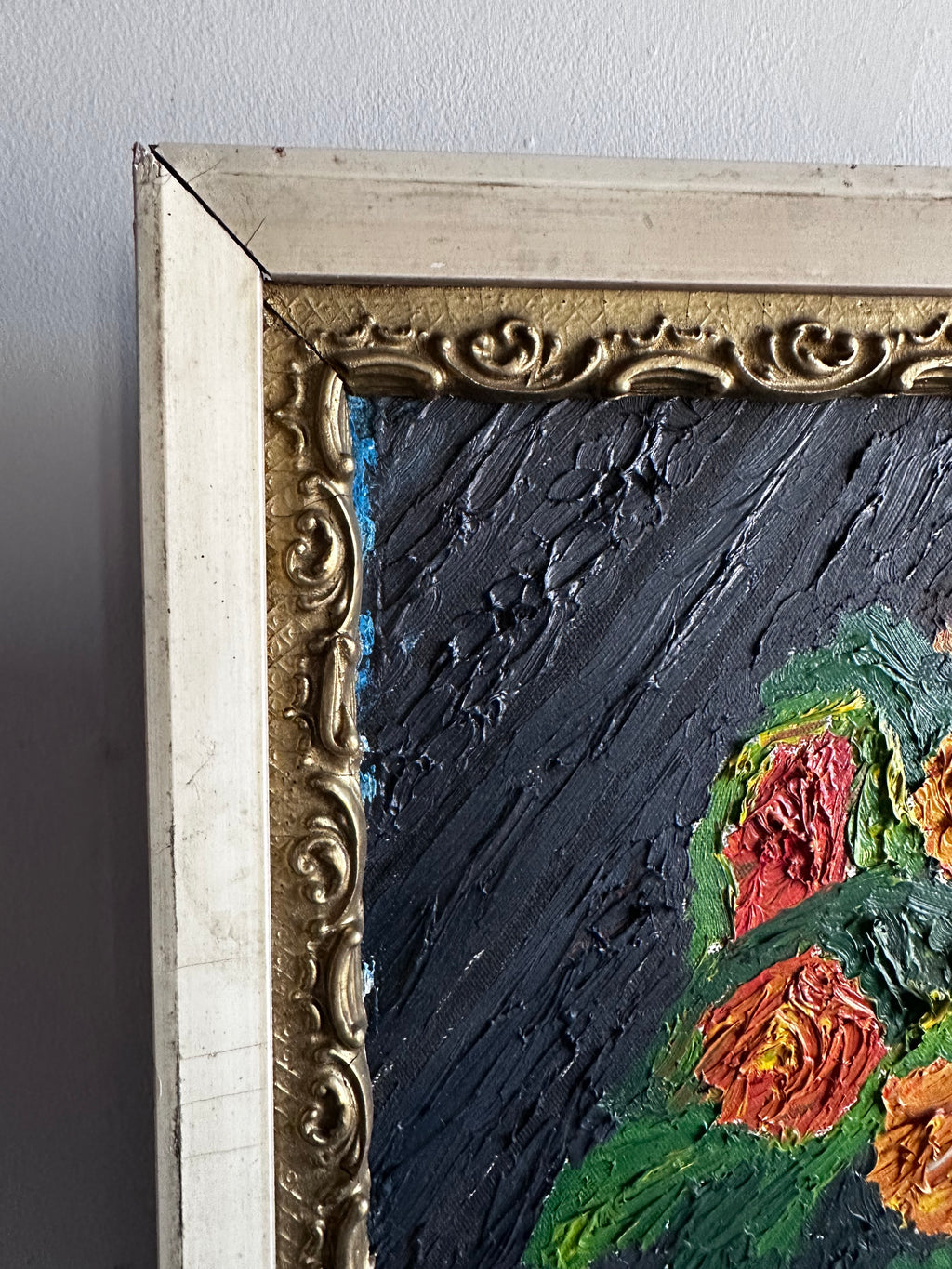 Heavy impasto floral painting