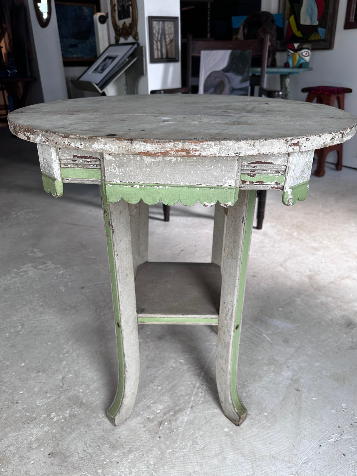 Green and cream side table