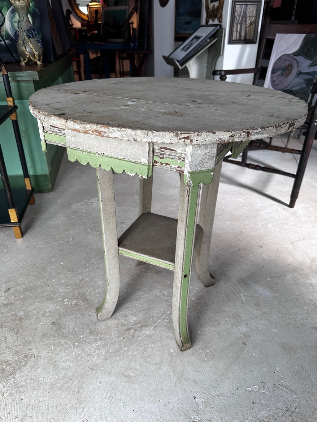 Green and cream side table