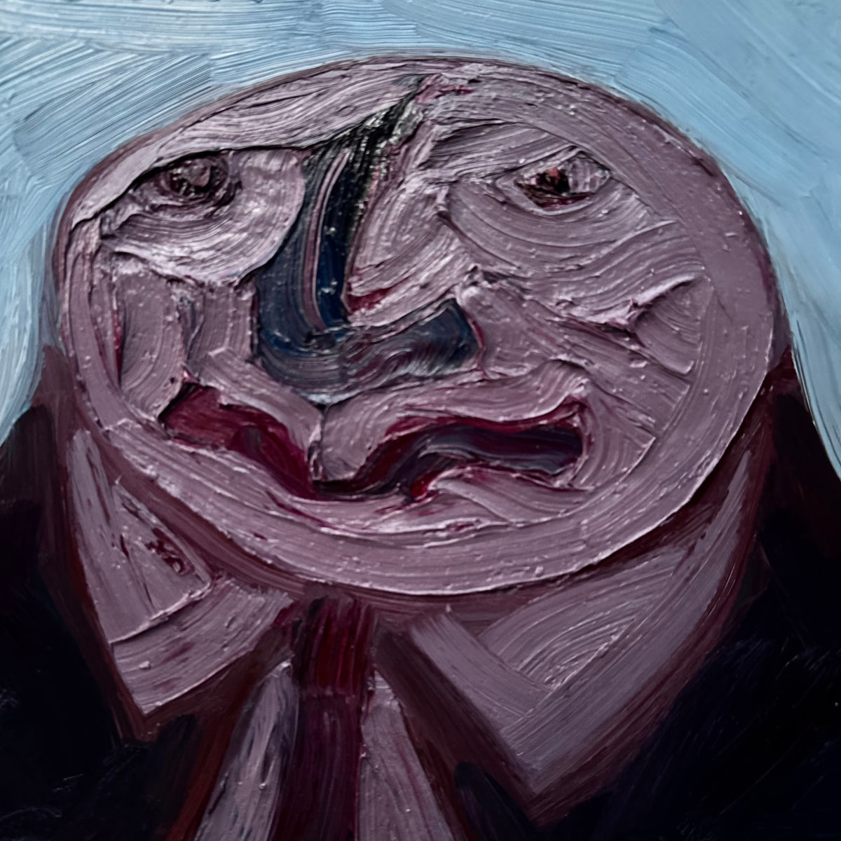 Bald impasto figure