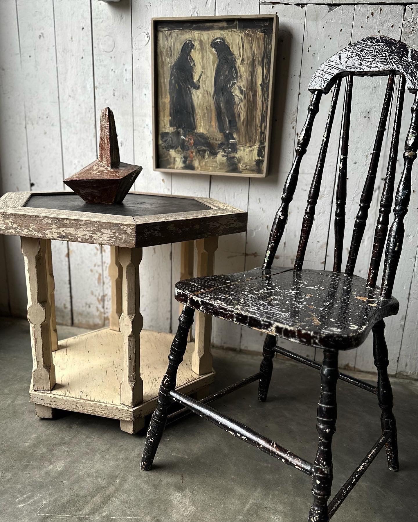 Hexagonal Slate Top Side Table