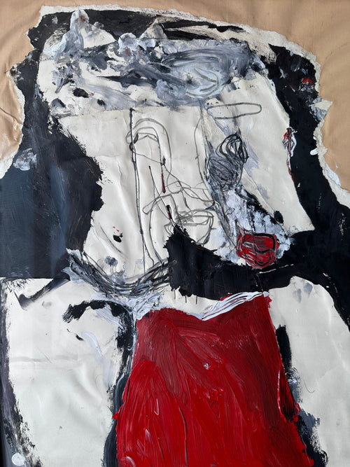 Abstract seated person in Red