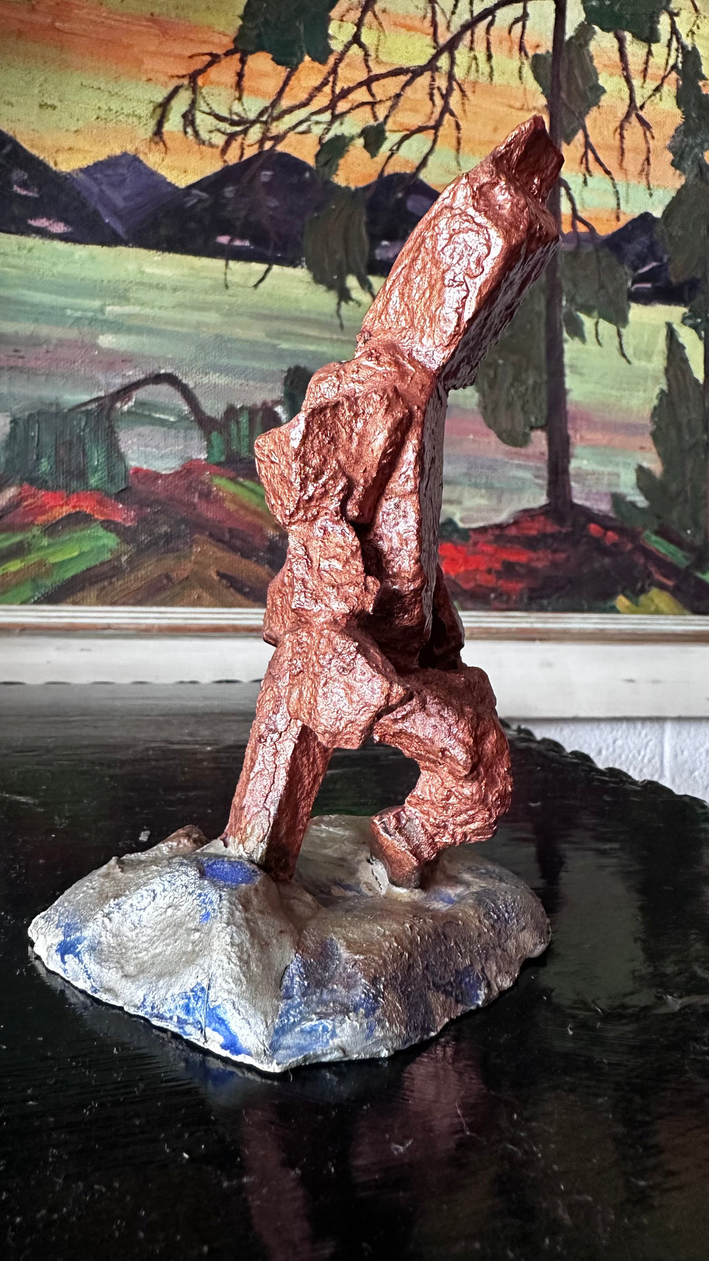 Copper Painted Stone Figure