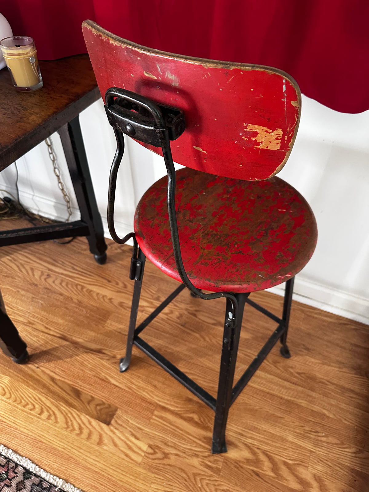 Red and black stool