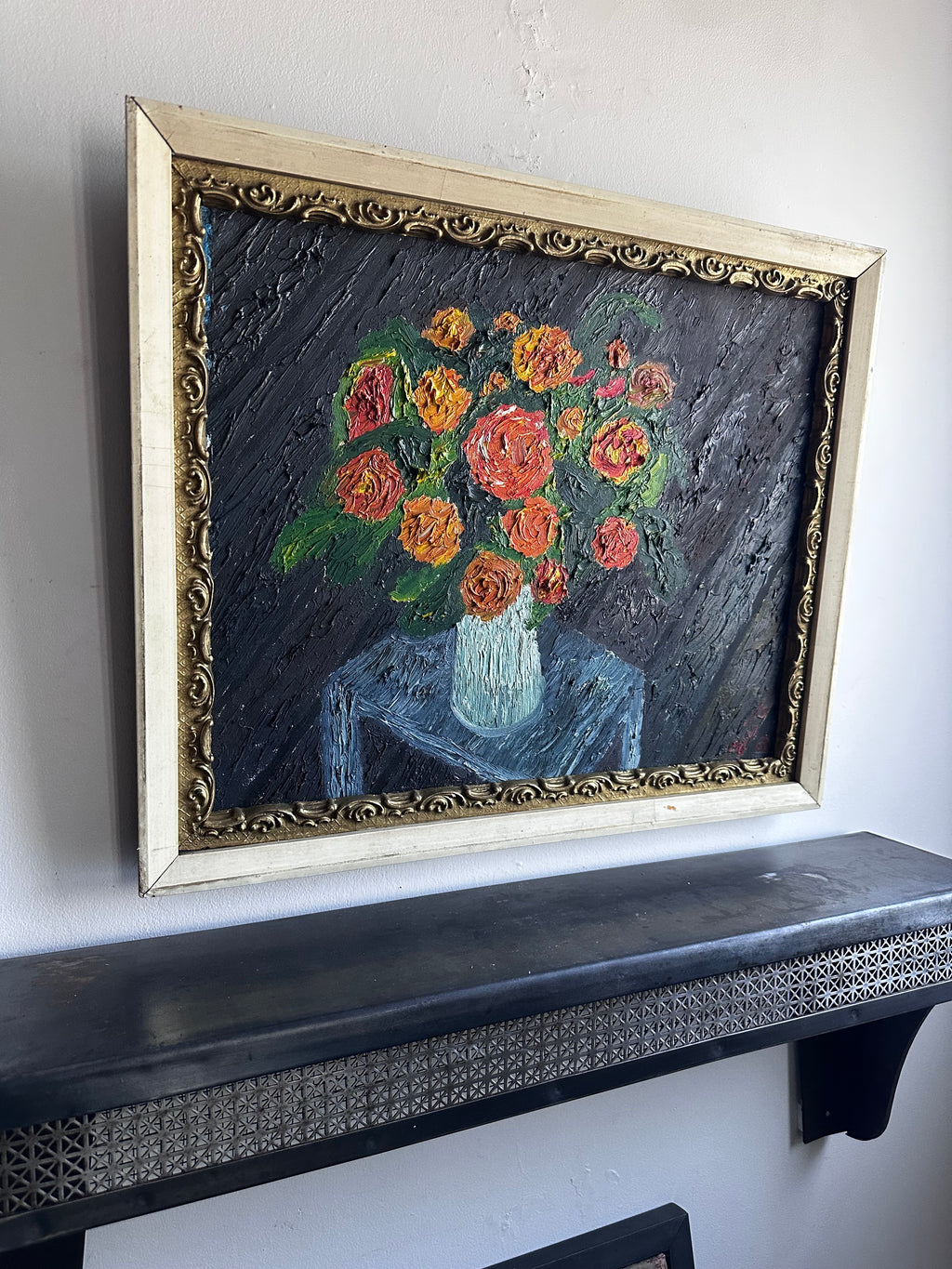 Heavy impasto floral painting