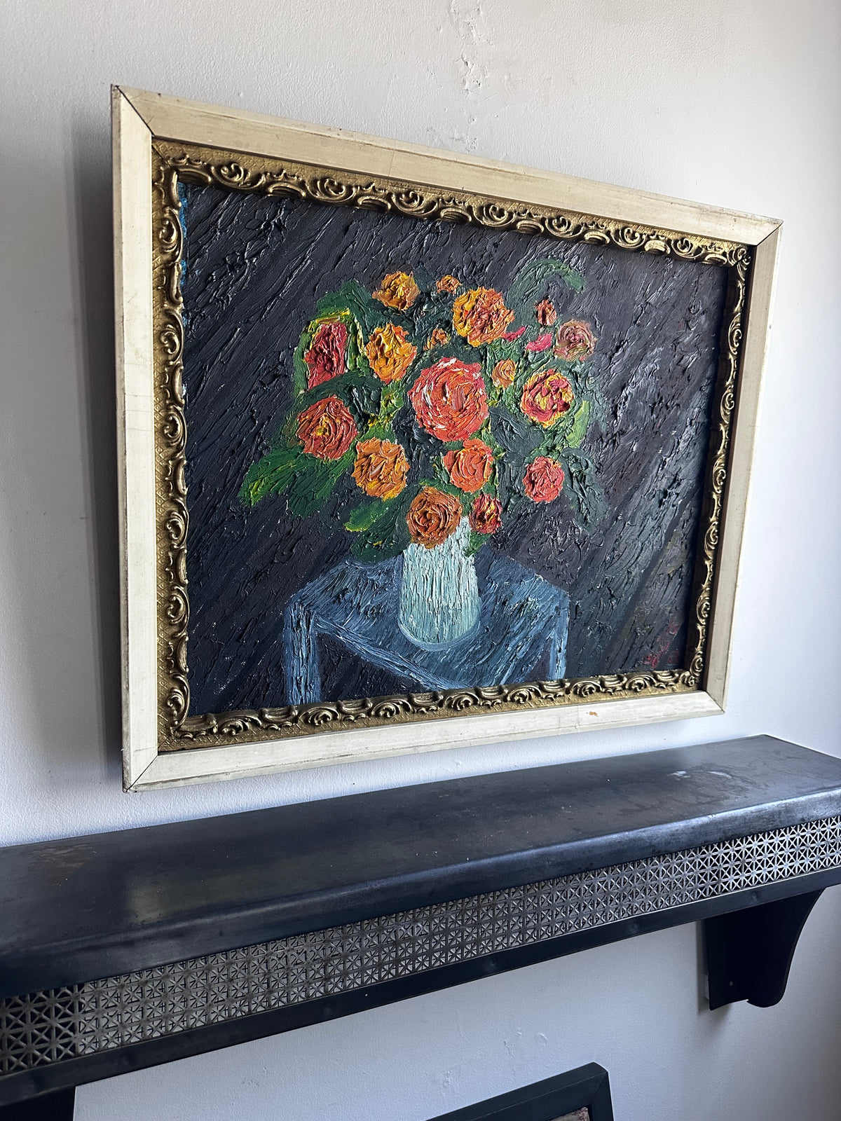 Heavy impasto floral painting