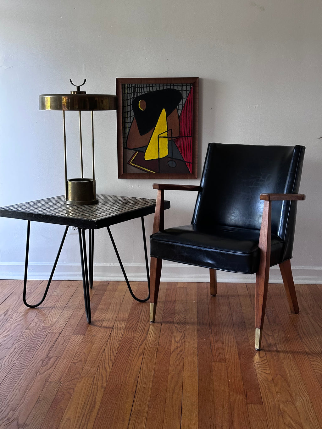 Geometric still life painting on board