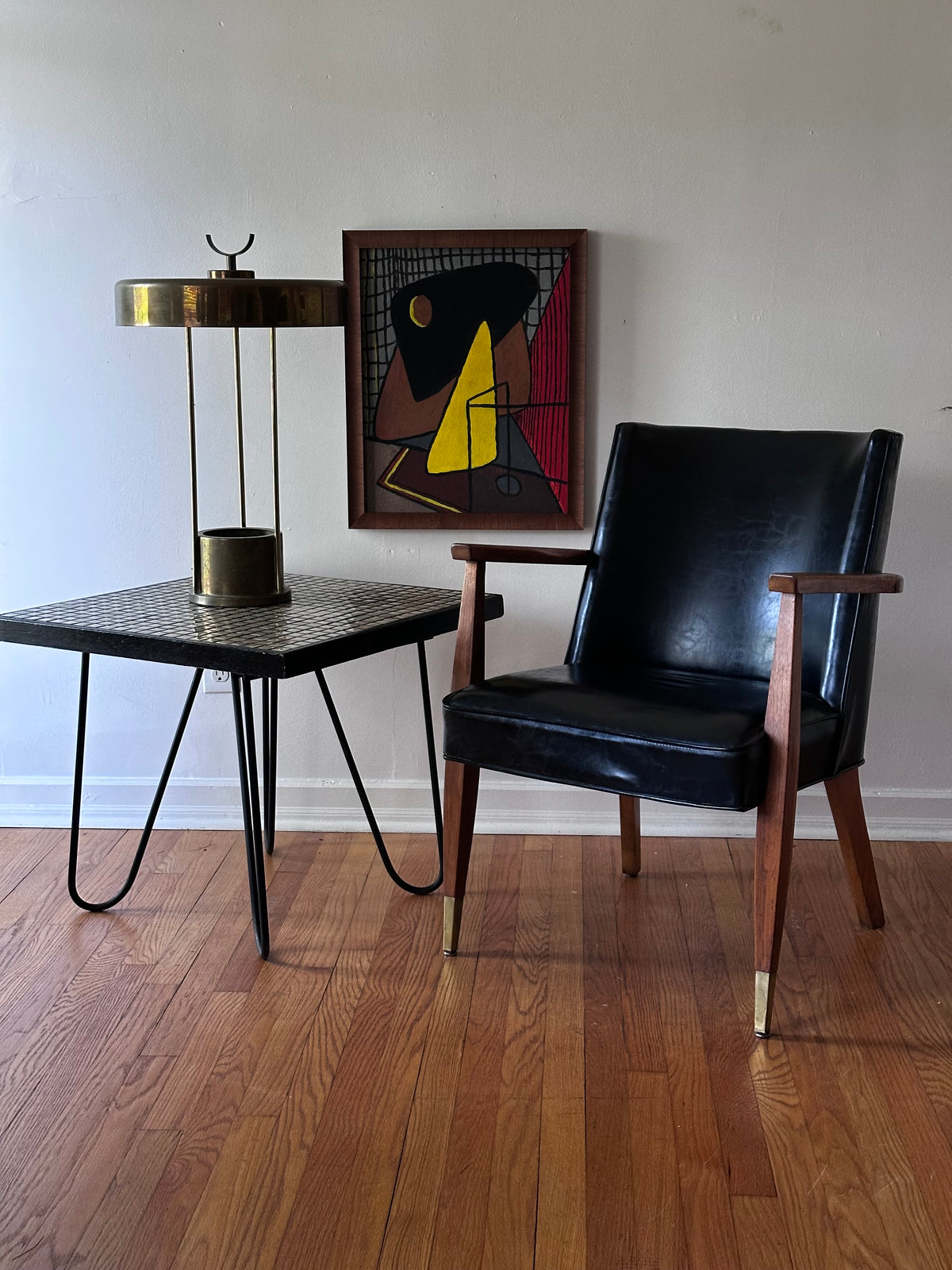 Geometric still life painting on board