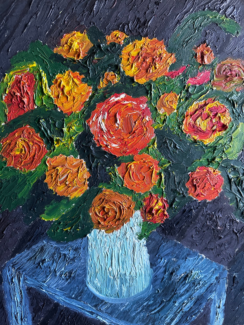 Heavy impasto floral painting