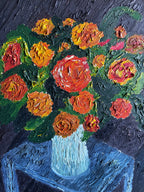 Heavy impasto floral painting
