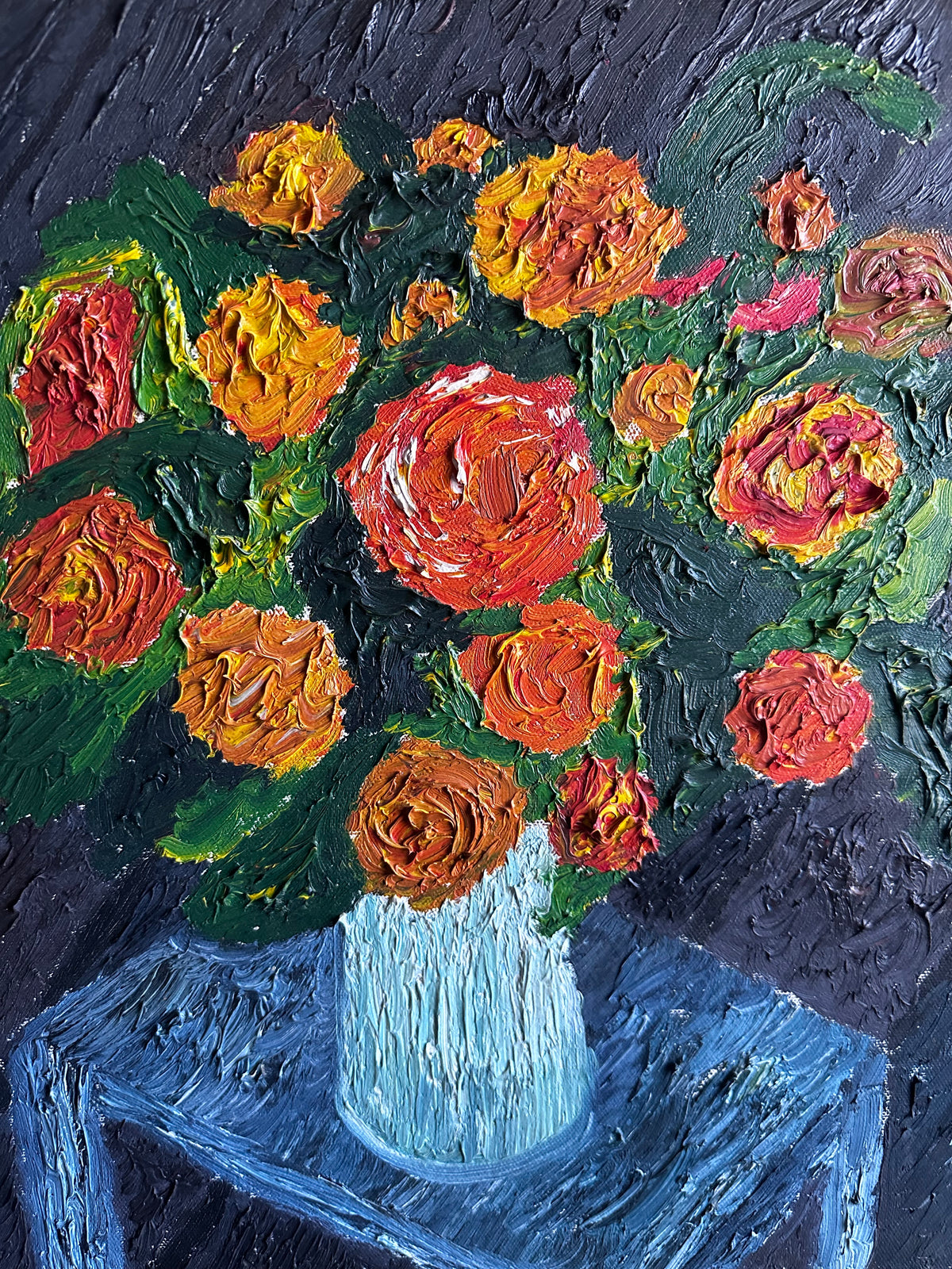Heavy impasto floral painting