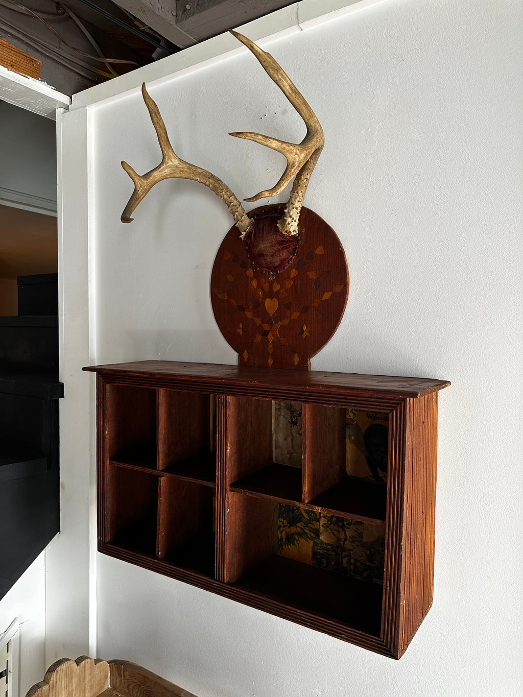 Folk Art Antler Wall Shelf
