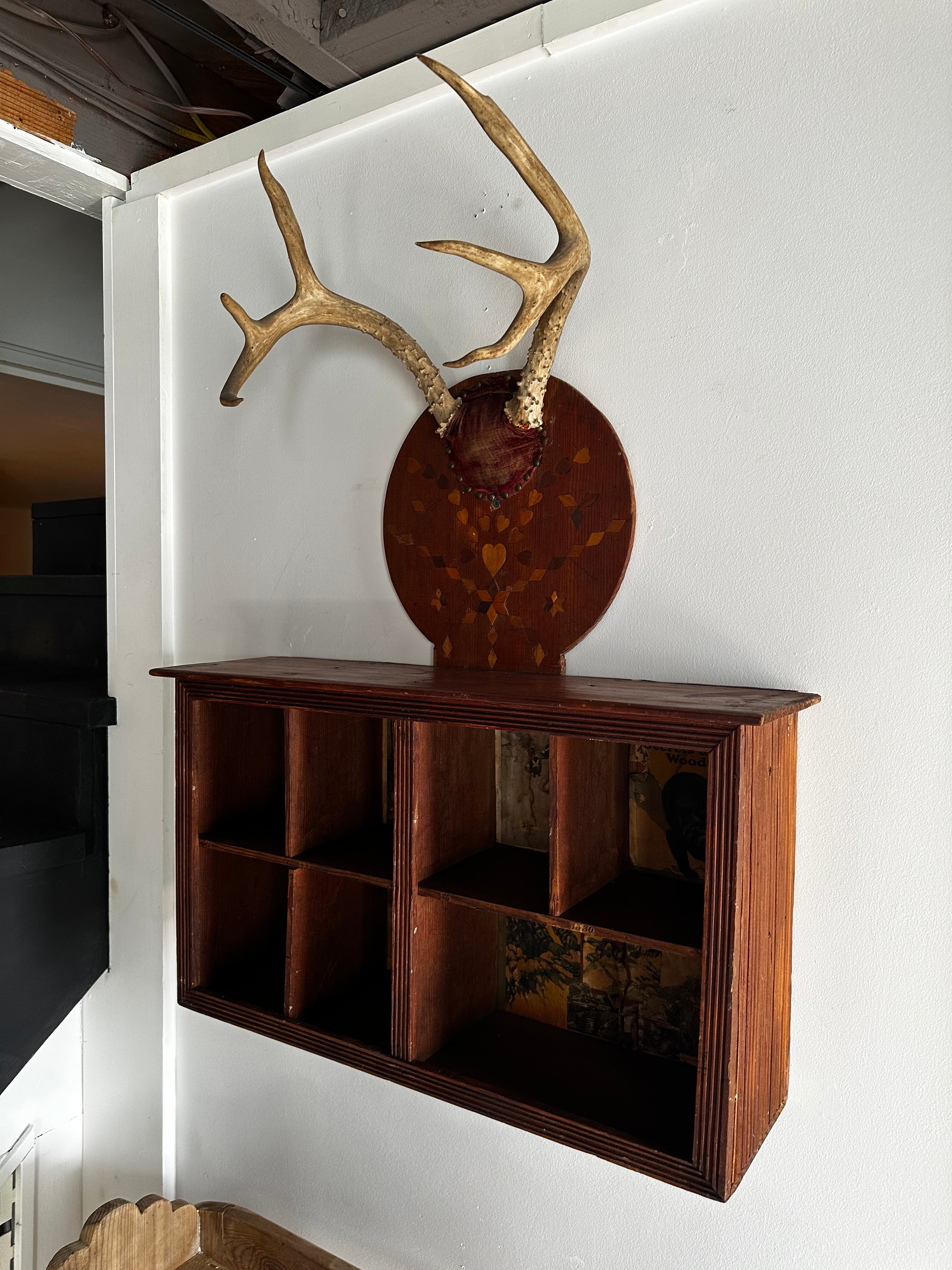 Folk Art Antler Wall Shelf