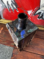 Square slab ceramic vase