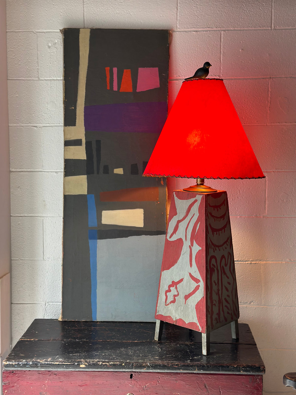 Red and gray table Lamp