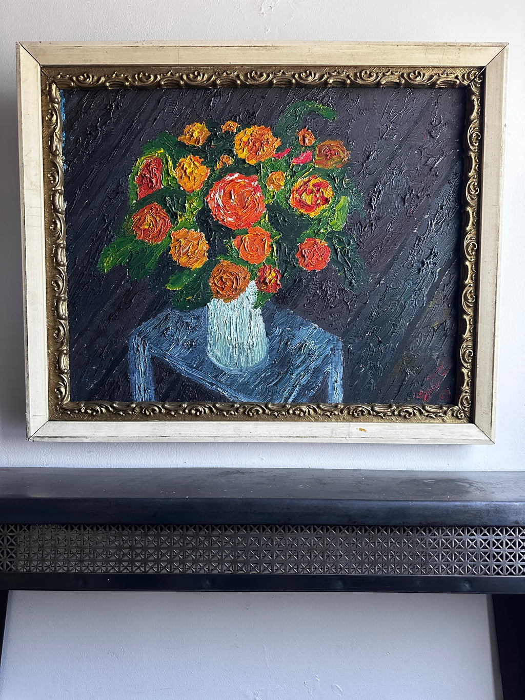 Heavy impasto floral painting