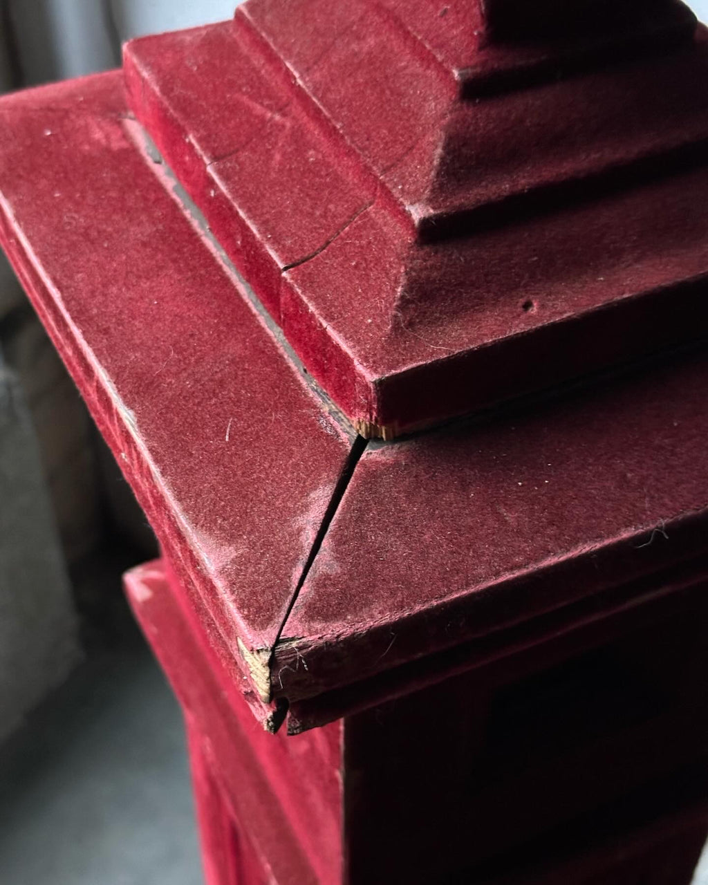 Red Flocked Newel Post