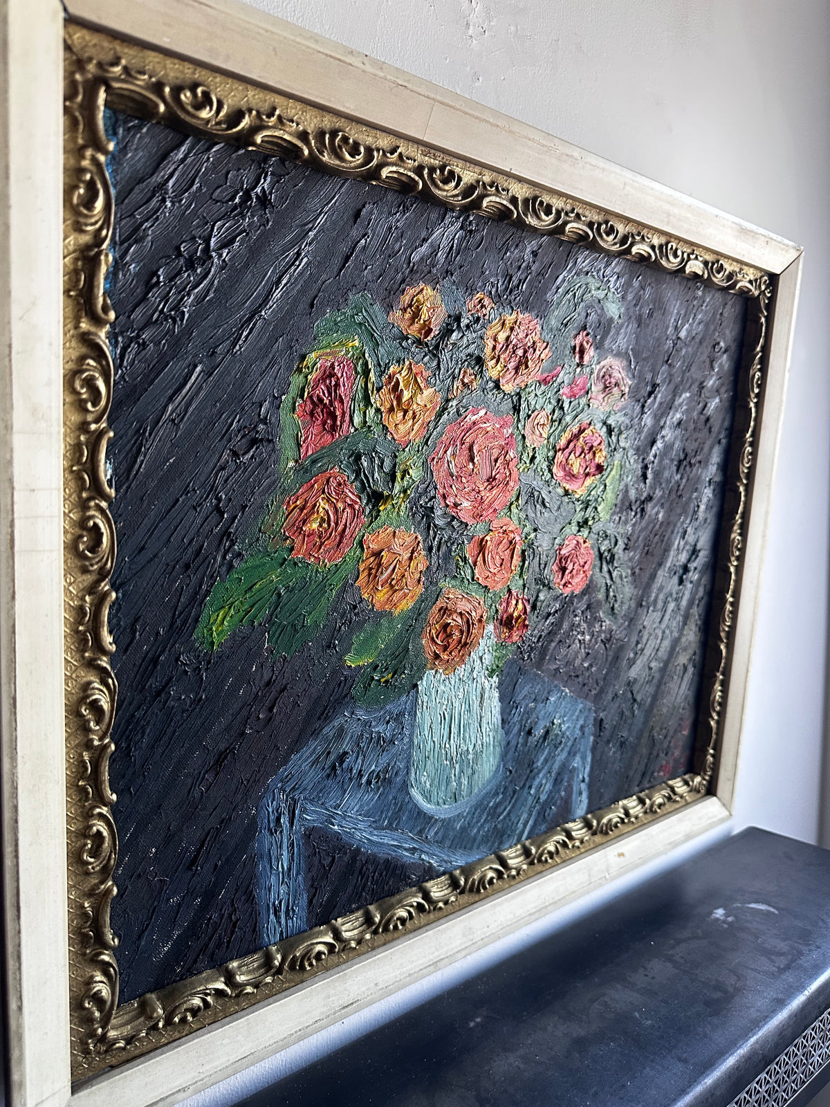 Heavy impasto floral painting