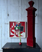 Red Flocked Newel Post