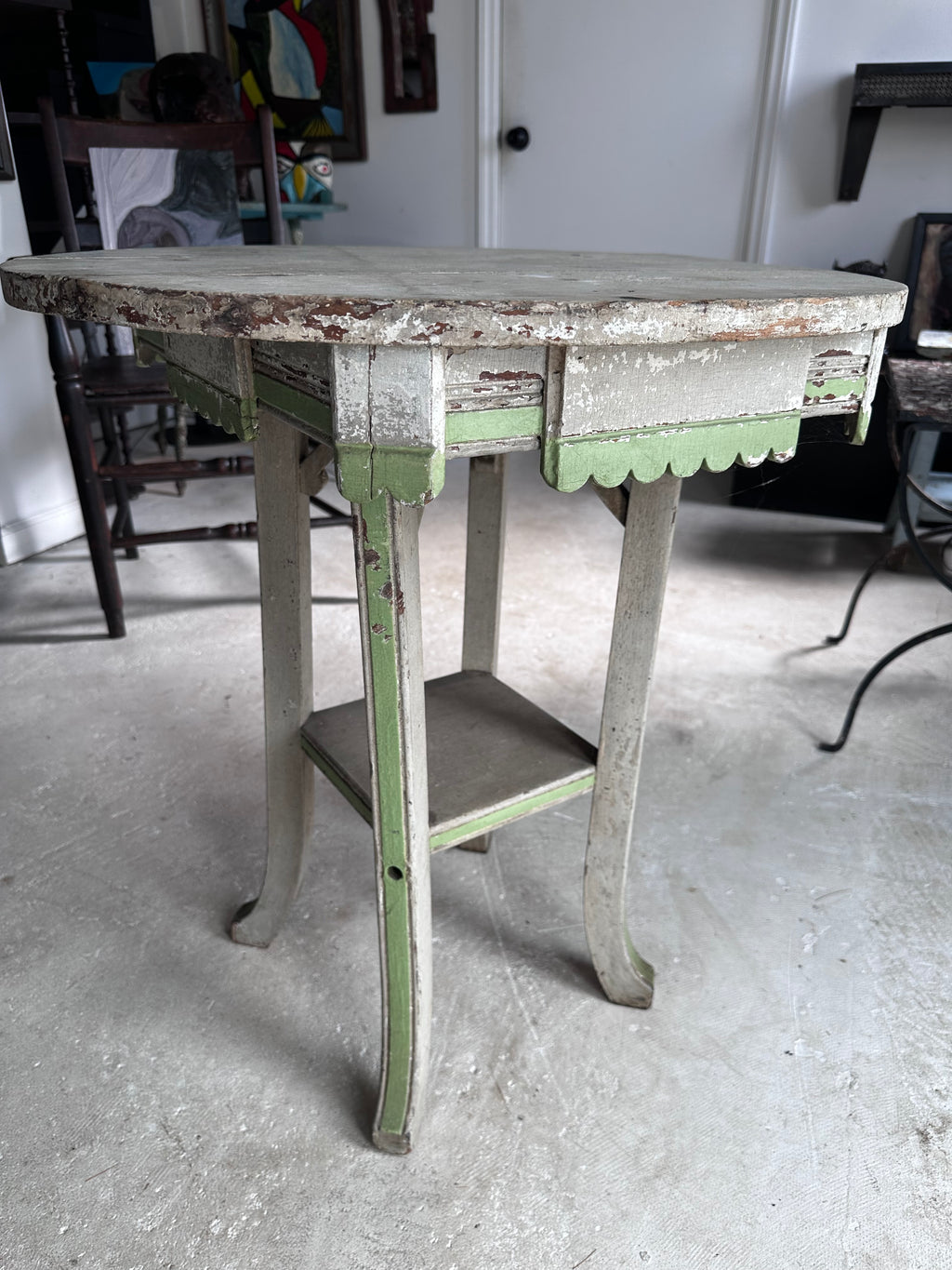 Green and cream side table