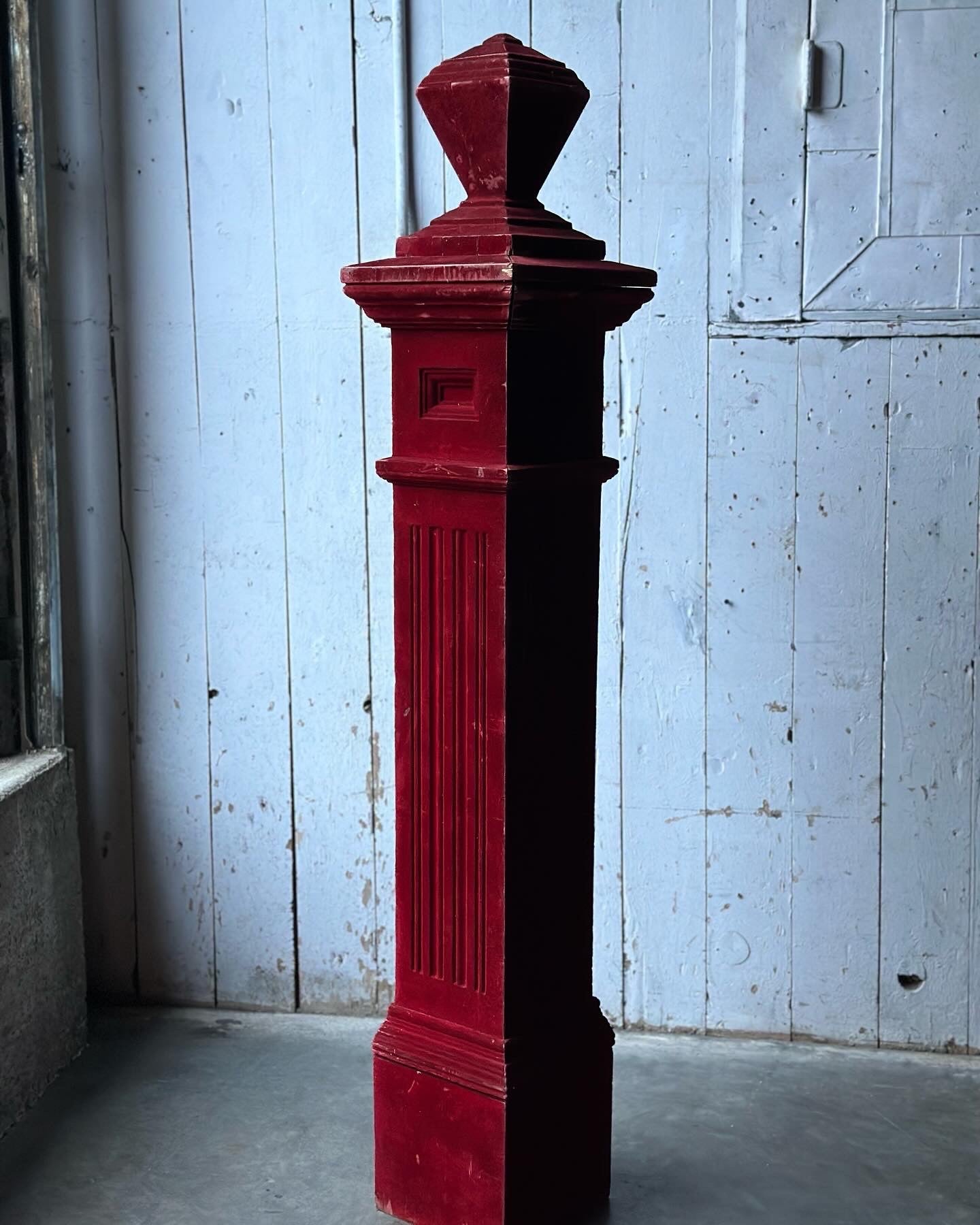 Red Flocked Newel Post