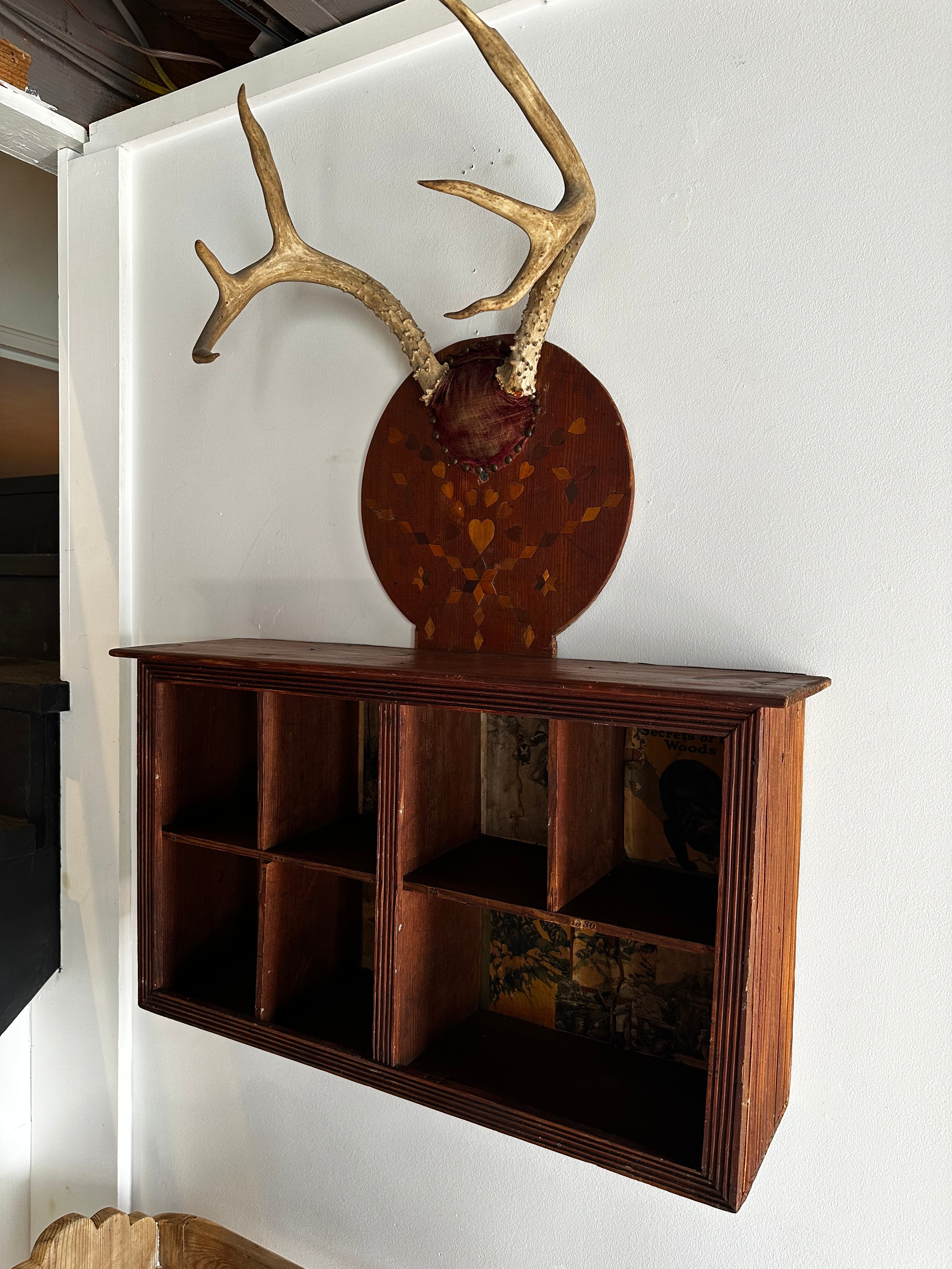 Folk Art Antler Wall Shelf