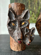 Paper Mache Wolf Art Piece