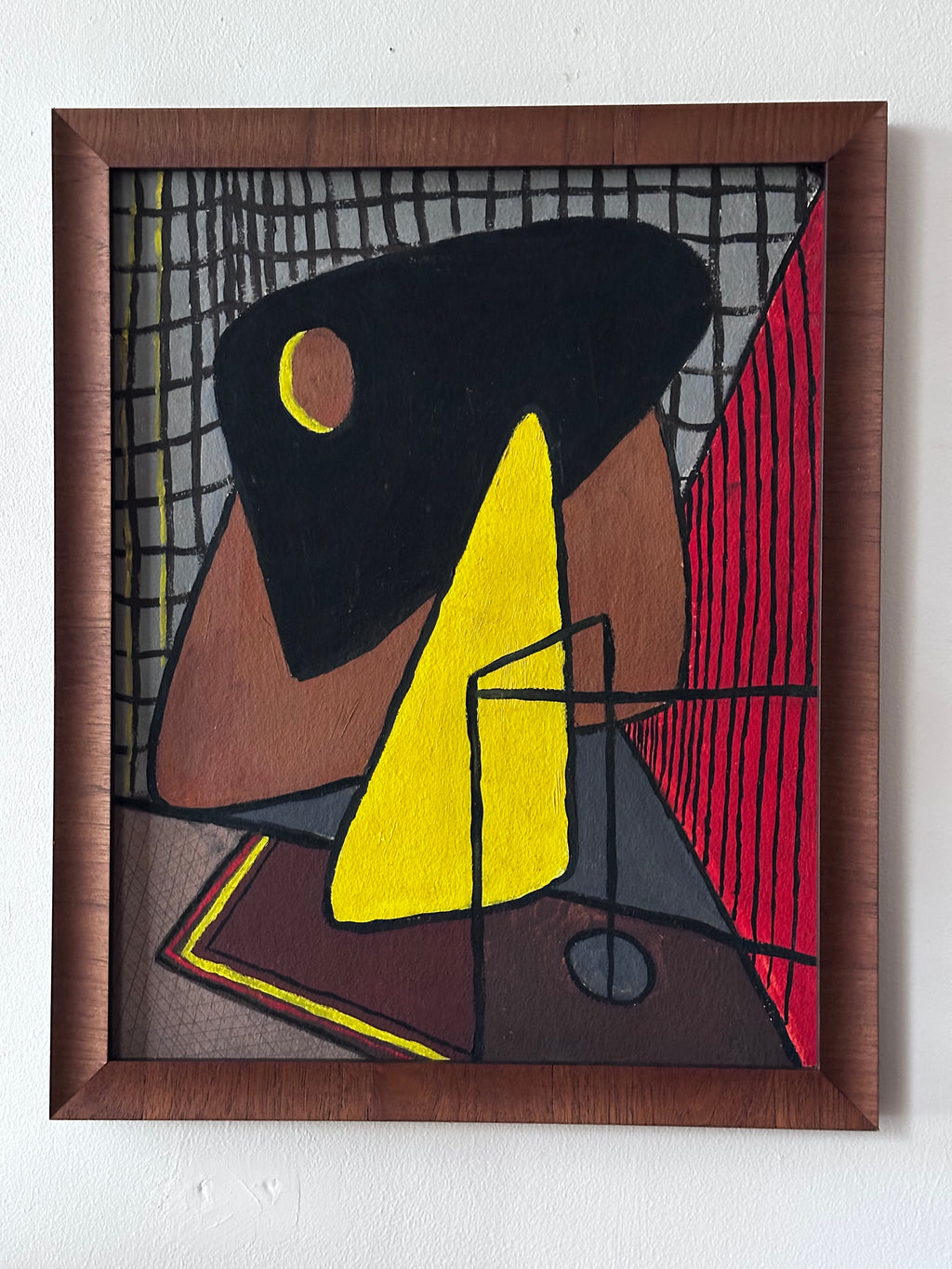 Geometric still life painting on board