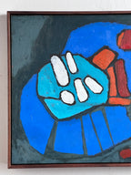 Stylized geometric still life on board