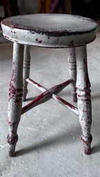 Gray and Red Milking Stool