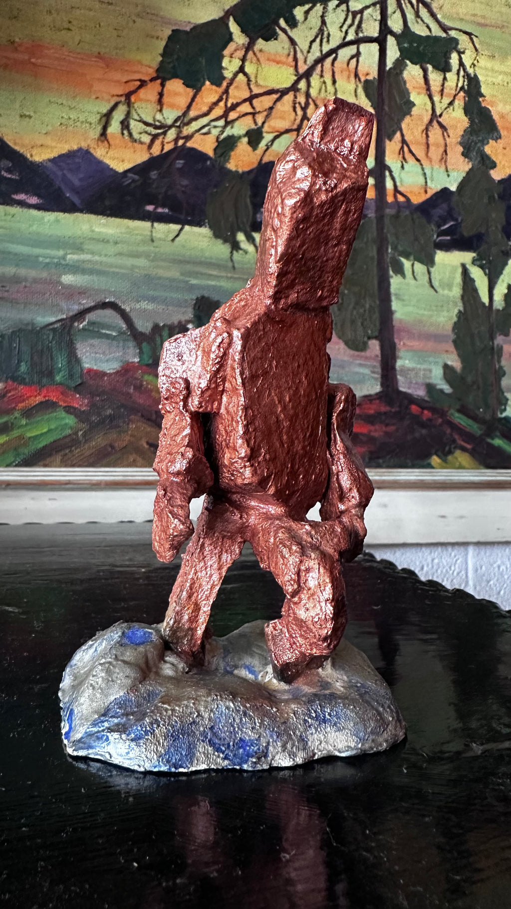 Copper Painted Stone Figure
