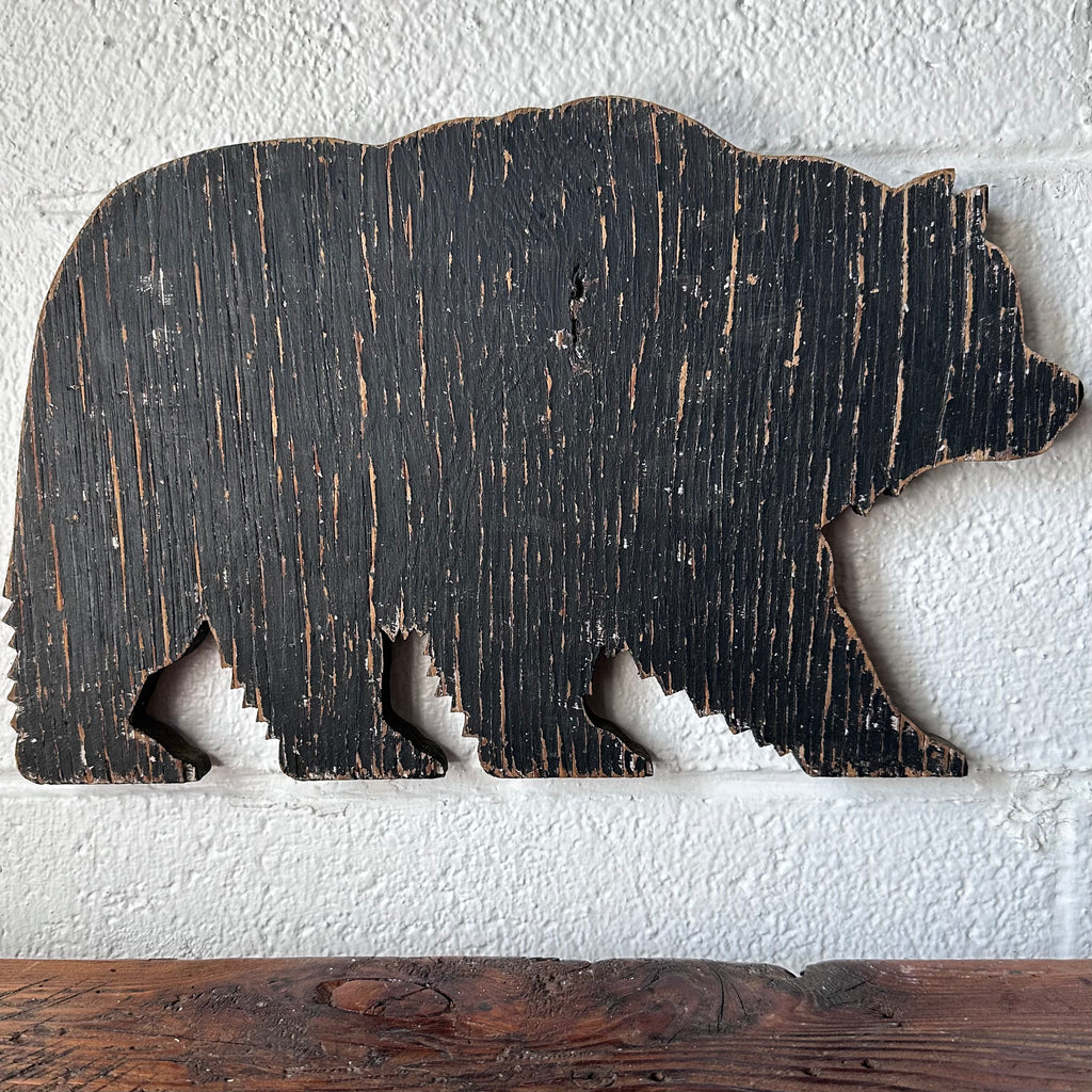 Wooden bear sign fragment