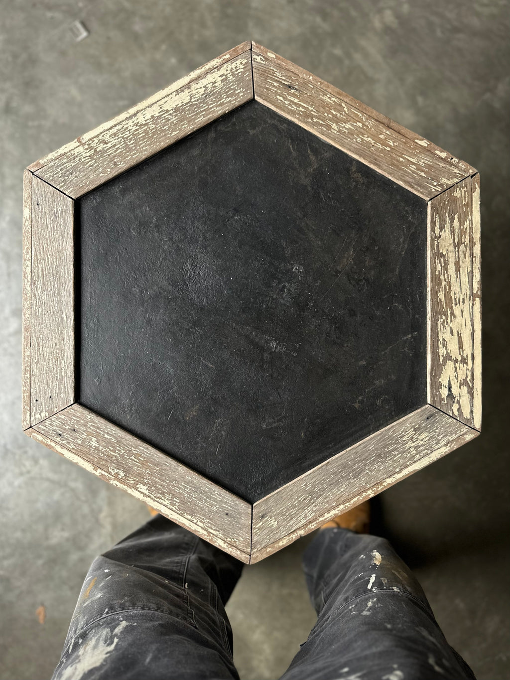 Hexagonal Slate Top Side Table