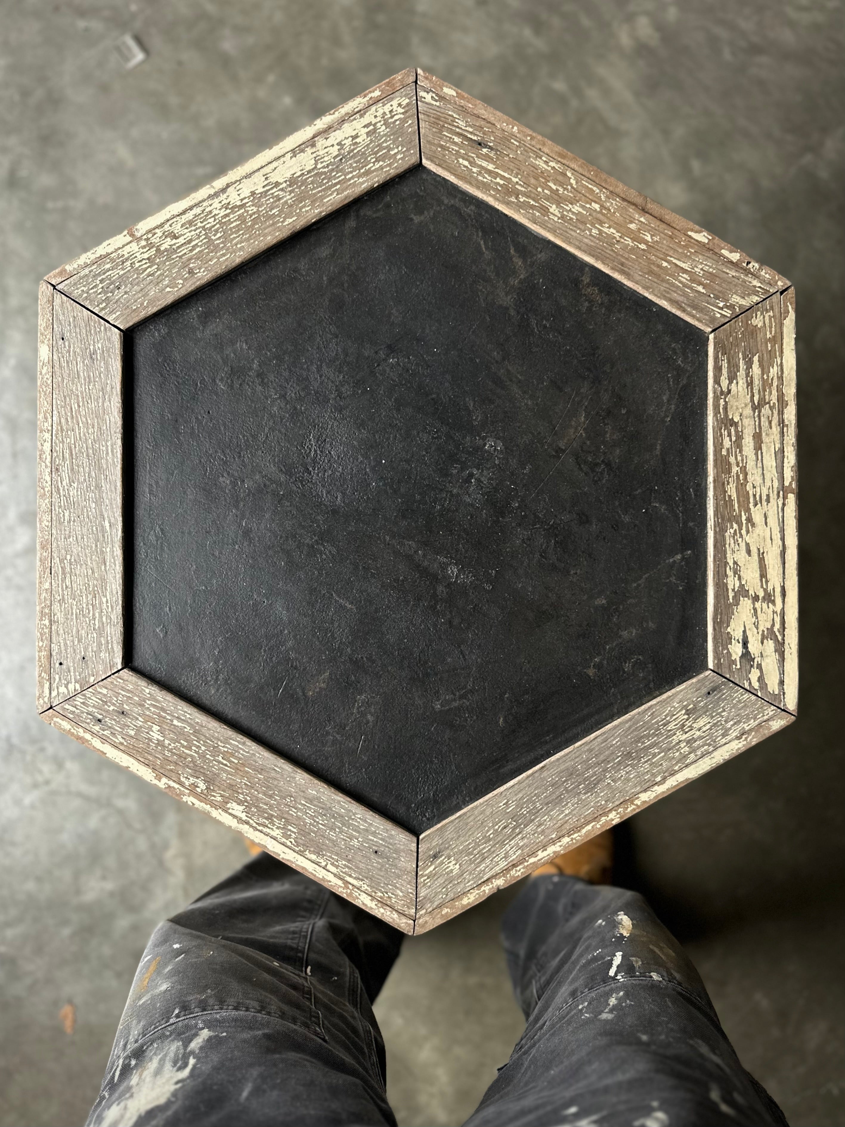 Hexagonal Slate Top Side Table