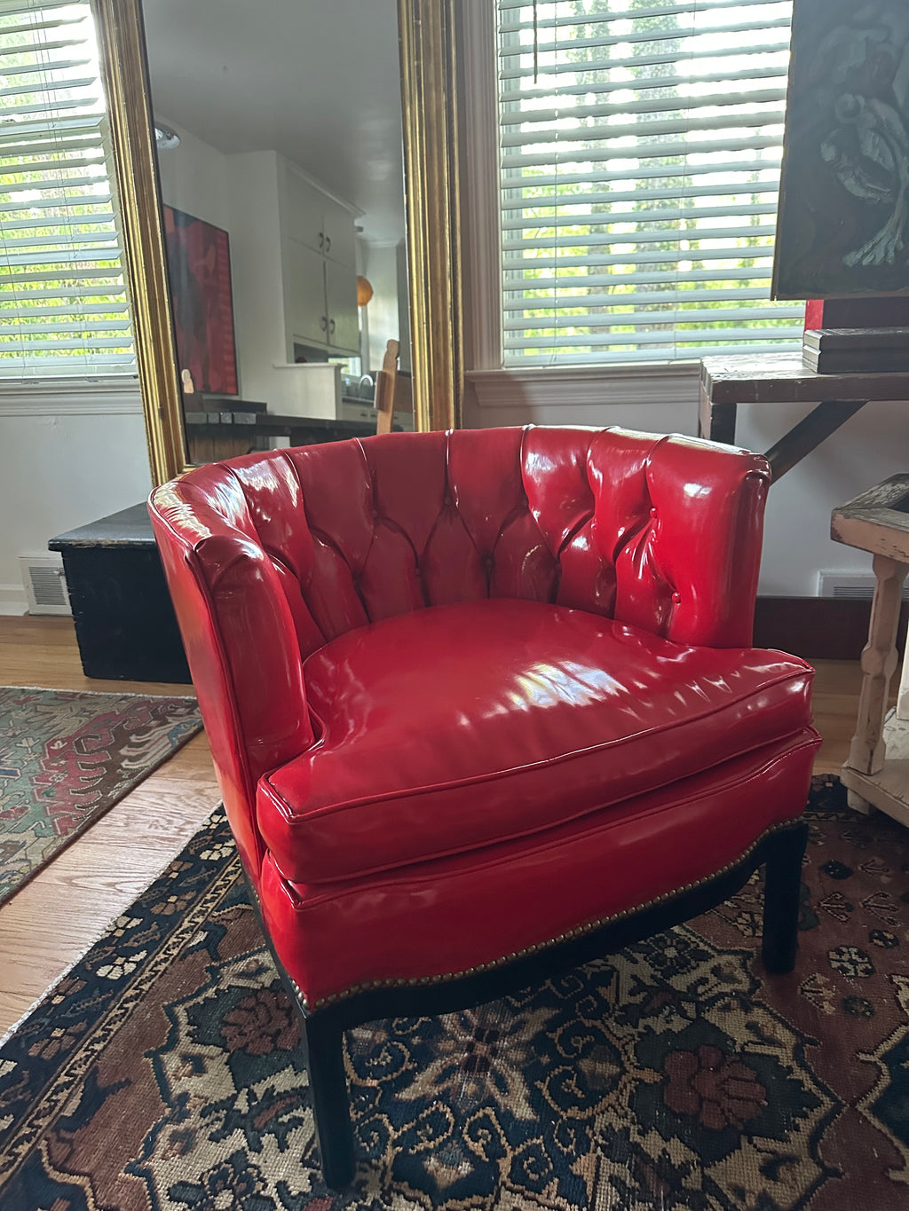 Pair of 1960s red lounge chairs