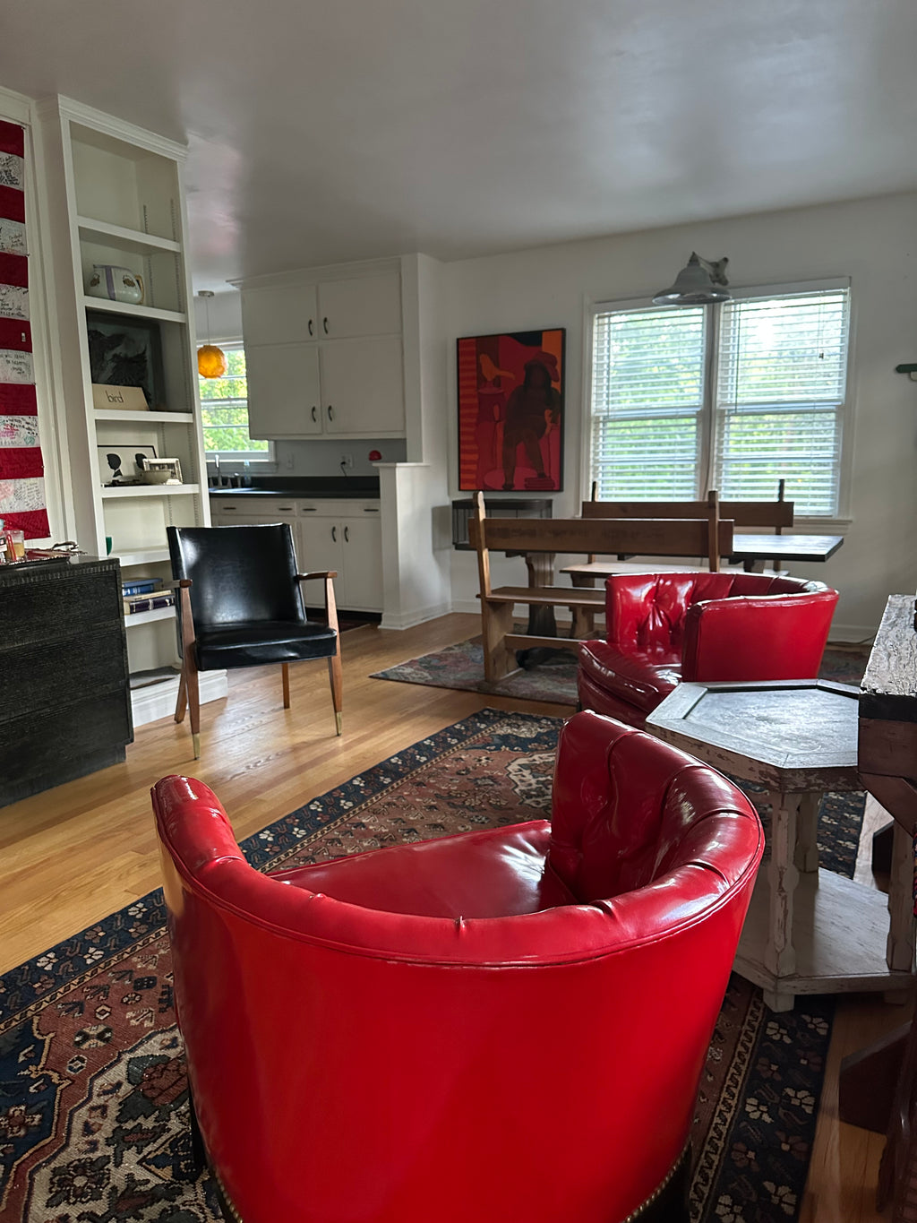 Pair of 1960s red lounge chairs