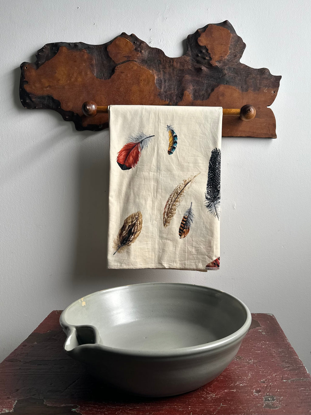 Homemade Burl Slab Towel Bar