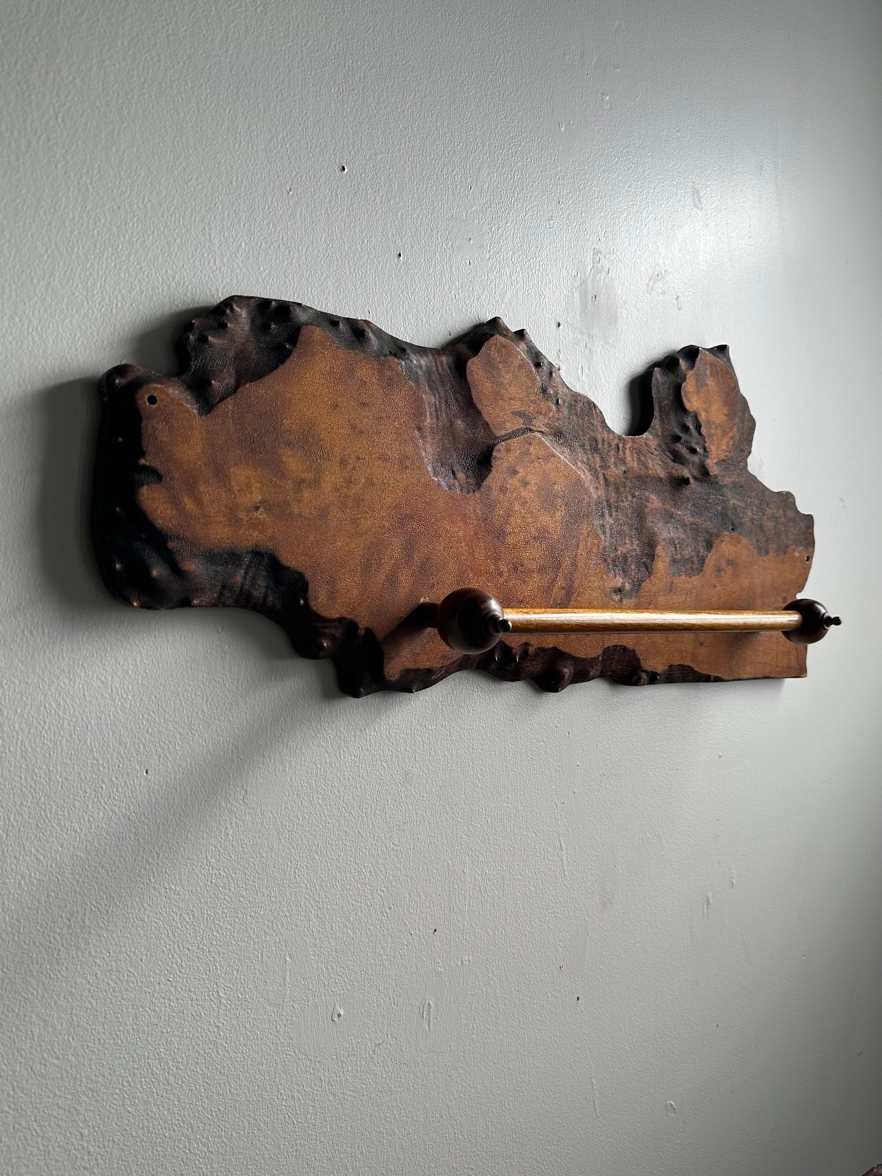 Homemade Burl Slab Towel Bar