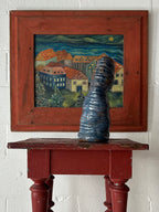 Folk Art Side Table with Exaggerated Turned Legs