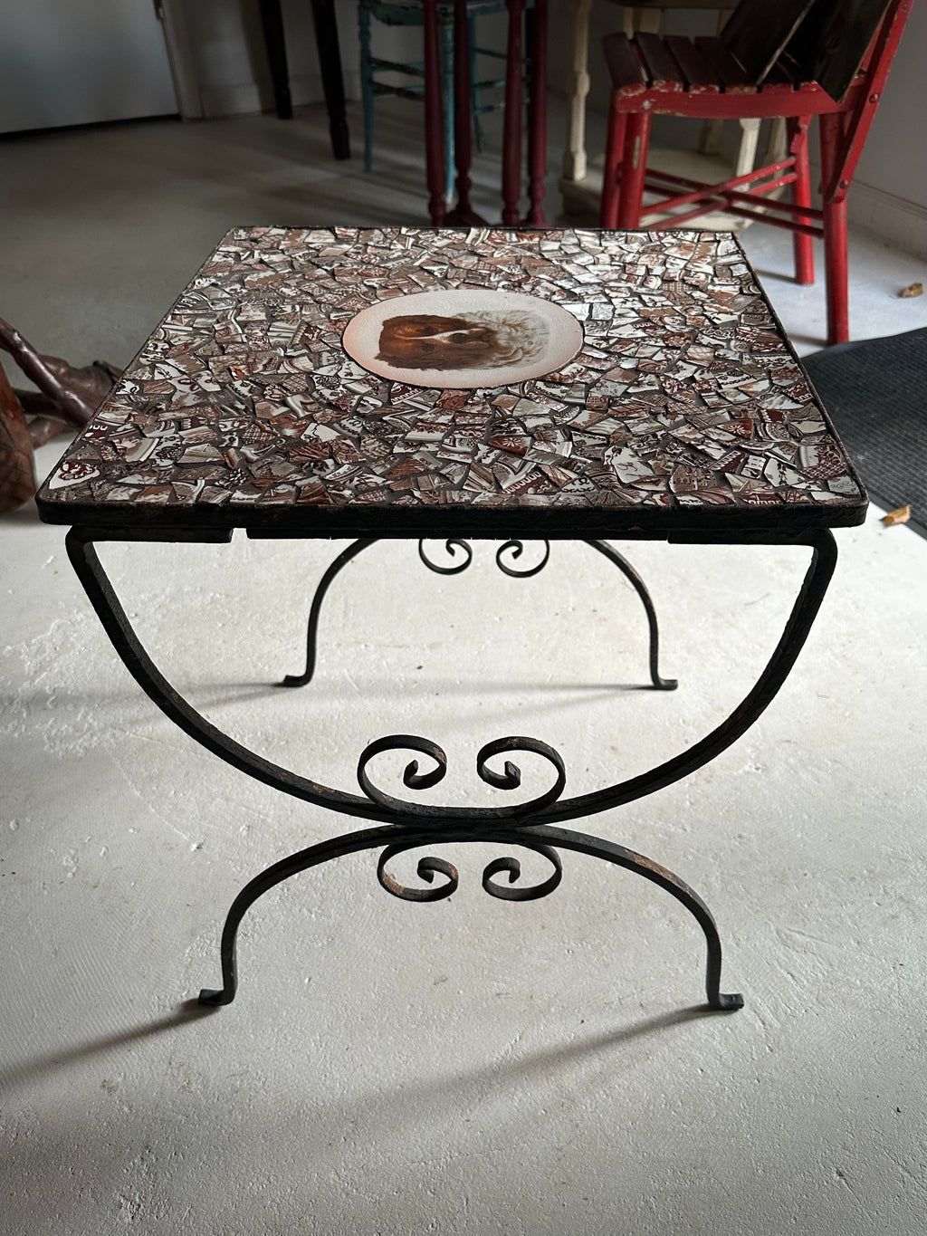 Mosaic Tile Top Side Table