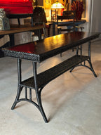 1930s Black Wicker Console Table